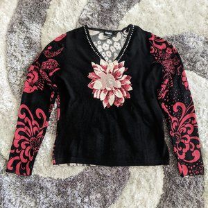 Cabo Floral Sweater With Sequins & Beads